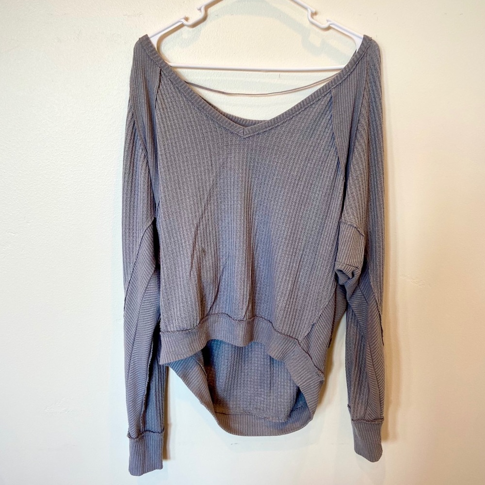 Grey textured sweater from free people
